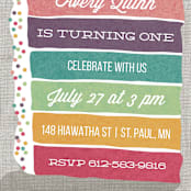 "Layer Cake" - Children's Birthday Party Invitations in Rainbow by Holly Whitcomb - Detail