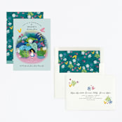 "Disney's Alice in Wonderland in the Flower Garden" - Children's Birthday Party Invitations in Aqua by Becky Nimoy - Assembled