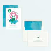 "Mermaid" - Children's Birthday Party Invitations in Aqua by Lori Wemple - Assembled