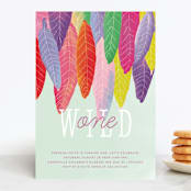 "Feather Wild One" - Children's Birthday Party Invitations in Mint by Baumbirdy - Front