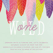 "Feather Wild One" - Children's Birthday Party Invitations in Mint by Baumbirdy - Detail