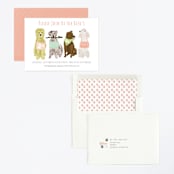 "Puppy Line-Up" - Children's Birthday Party Invitations in Peony by Shiny Penny Studio - Assembled