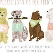 "Puppy Line-Up" - Children's Birthday Party Invitations in Peony by Shiny Penny Studio - Detail