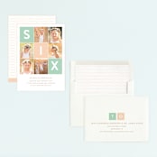 "Simply Six" - Children's Birthday Party Invitations in Seafoam by Joanne James - Assembled