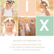 "Simply Six" - Children's Birthday Party Invitations in Seafoam by Joanne James - Detail