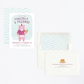 "Pancakes & Pajamas" - Children's Birthday Party Invitations in Raspberry by Jen Banks - Assembled