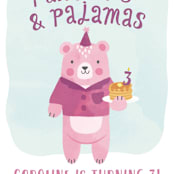 "Pancakes & Pajamas" - Children's Birthday Party Invitations in Raspberry by Jen Banks - Detail