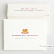 "Pancakes & Pajamas" - Children's Birthday Party Invitations in Raspberry by Jen Banks - FREE Recipient Addressing