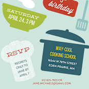 "Baking party" - Children's Birthday Party Invitations in Aqua by Holly Whitcomb - Detail