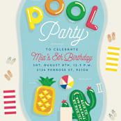 "Pool Party" - Children's Birthday Party Invitations in Pineapple by Erica Krystek - Detail