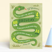 "Slithering Snake" - Children's Birthday Party Invitations in Grass by Jessica Ogden - Front