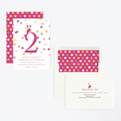 "Confetti Fun" - Children's Birthday Party Invitations in Hot Pink by Pretty Girl Designs - Assembled
