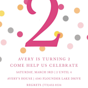 "Confetti Fun" - Children's Birthday Party Invitations in Hot Pink by Pretty Girl Designs - Detail