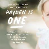 "One is Fun" - Children's Birthday Party Invitations in Marshmellow by Creo Study - Detail