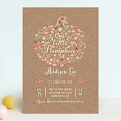 "Little Pumpkin" - Children's Birthday Party Invitations in Kraft by Paper Sun Studio - Front