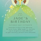 "Tiana from Disney's The Princess And The Frog" - Children's Birthday Party Invitations in Spearmint by Lori Wemple - Detail