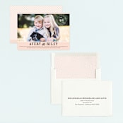 "Vintage Stripes" - Children's Birthday Party Invitations in Soft Rose by BeachPaperCo - Assembled