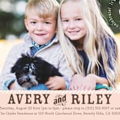 "Vintage Stripes" - Children's Birthday Party Invitations in Soft Rose by BeachPaperCo - Detail