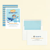 "Super Birthday Boy" - Children's Birthday Party Invitations in Royal Blue by Tara Lilly Studio - Assembled