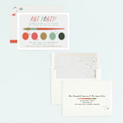 "Paint Kit" - Children's Birthday Party Invitations in Tangerine by Shari Margolin - Assembled