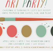 "Paint Kit" - Children's Birthday Party Invitations in Tangerine by Shari Margolin - Detail