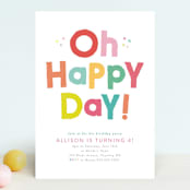 "Happy Day" - Children's Birthday Party Invitations in Dandelion by Itsy Belle Studio - Front