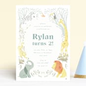 "Jungle Party" - Children's Birthday Party Invitations in Aquamarine by Ana de Sousa - Front