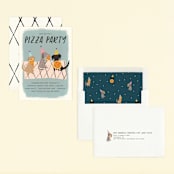 "Puppy Pizza Party" - Children's Birthday Party Invitations in Cobblestone by Stephanie Given - Assembled