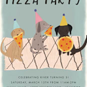 "Puppy Pizza Party" - Children's Birthday Party Invitations in Cobblestone by Stephanie Given - Detail