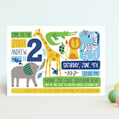 "Bright Jungle" - Children's Birthday Party Invitations in Navy by Kristen Cavallo - Front