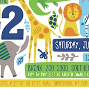 "Bright Jungle" - Children's Birthday Party Invitations in Navy by Kristen Cavallo - Detail