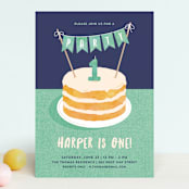 "Buttercream & Bunting" - Children's Birthday Party Invitations in Pool by Kerry Doyle - Front