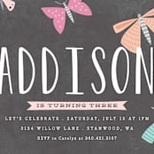 "Colorful Butterflies" - Children's Birthday Party Invitations in Graphite by Karidy Walker - Detail
