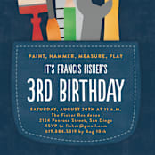 "Tool Pocket" - Children's Birthday Party Invitations in Denim by Erica Krystek - Detail