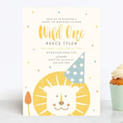 "Wild One" - Children's Birthday Party Invitations in Dandelion by Lisa Cersovsky - Front
