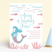 "Darling Mermaid" - Children's Birthday Party Invitations in Bubblegum by Oscar and Emma - Karly Depew - Front