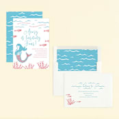 "Darling Mermaid" - Children's Birthday Party Invitations in Bubblegum by Oscar and Emma - Karly Depew - Assembled