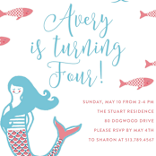 "Darling Mermaid" - Children's Birthday Party Invitations in Bubblegum by Oscar and Emma - Karly Depew - Detail