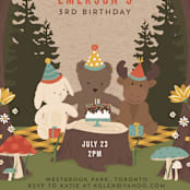 "Teddy Bear Picnic" - Children's Birthday Party Invitations in Sun by Susan Moyal - Detail
