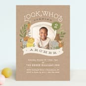 "Zoo friends" - Children's Birthday Party Invitations in Kraft by Jennifer Wick - Front