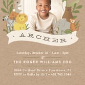 "Zoo friends" - Children's Birthday Party Invitations in Kraft by Jennifer Wick - Detail