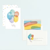 "Up, Up and Away" - Children's Birthday Party Invitations in Rainbow by Creo Study - Assembled