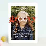 "Let's get groovy" - Children's Birthday Party Invitations in Rose by Hudson meet Rose - Front