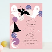 "Little Boo" - Children's Birthday Party Invitations in Cotton Candy by Corinne Malesic - Front