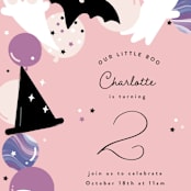 "Little Boo" - Children's Birthday Party Invitations in Cotton Candy by Corinne Malesic - Detail