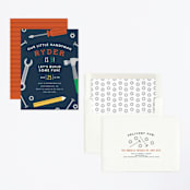 "Handy Man" - Children's Birthday Party Invitations in Navy by Jen Banks - Assembled
