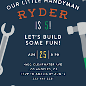 "Handy Man" - Children's Birthday Party Invitations in Navy by Jen Banks - Detail