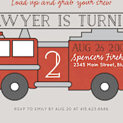 "Fire House Party" - Children's Birthday Party Invitations in Firetruck by Korry Brown - Detail