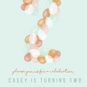 "balloons in two" - Children's Birthday Party Invitations in Sky by Angela Garrick - Detail