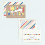 "Colorblock" - Children's Birthday Party Invitations in Kraft by Laura Hankins - Assembled